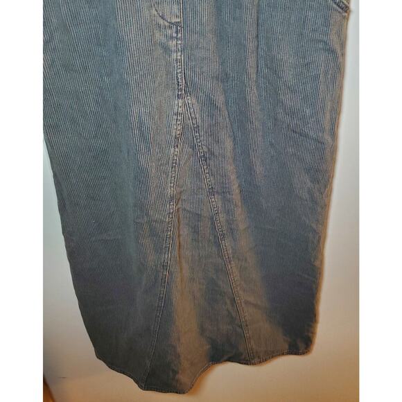 Vintage Sundance Denim Dress Bib Overall Maxi Cotton Brown Pinstripe Size 8 Y2K - Picture 3 of 11